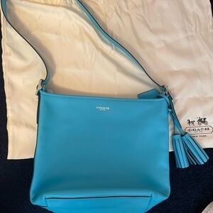 NWT Coach Legacy Bag Shoulder or Crossbody Turquoise/Robin’s Egg Blue w Dust Bag